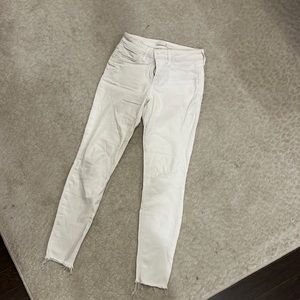 Joe’s Jeans white denim raw hem skinny jeans